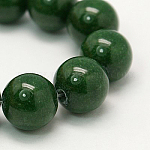 Natural Mashan Jade Round Beads Strands, Dyed, Dark Green, 6mm, Hole: 1mm, about 69pcs/strand, 15.7 inch