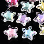Transparente Acryl Perlen, Perle in Perlen, ab Farbe plattiert, Stern, Mischfarbe, 19x20x11 mm, Bohrung: 3 mm