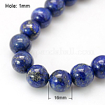 Filo di Perle lapis lazuli naturali , tinto, tondo, blu, 16mm, Foro: 1 mm, circa 12pcs/filo, 7.6 pollice