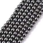 Non-magnétiques hématite synthétique perles rondes brins, noir, 4mm, Trou: 1mm, Environ 102 pcs/chapelet
