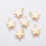304 Stainless Steel Charms, Star, Real 18K Gold Plated, 10x8x0.8mm, Hole: 1.4mm