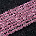 Natural rosa de hilos de abalorios de cuarzo, teñido, redondo, rosa, 6mm, agujero: 1 mm, aproximamente 65 pcs / cadena, 15.7 pulgada