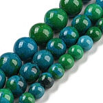 Perles synthétiques chrysocolla brins, teinte, ronde, 8mm, Trou: 1mm, 14.76' (37.5 cm), environ: 49 pcs / brin