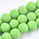 Handmade Polymer Clay Beads Strands, Round, Lime Green, 11.5~12.5mm, Hole: 1.8mm, about 33pcs/strand, 15.1 inch~15.7 inch