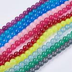 Natural Jade Bead Strands, Dyed, Round, Mixed Color, 8mm, Hole: 1mm, about 48pcs/strand, 14.9 inch