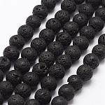 Natural Lava Rock Bead Strands, Round, 8~9mm, Hole: 2.5mm, about 46~49pcs/strand, 15