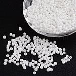8/0 couleurs opaques perles de graines de verre rond, blanc, taille: environ 3mm de diamètre, Trou: 1 mm, environ 1101 pcs/50 g