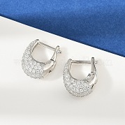 Овальные серьги-кольца из латуни с микропаве из прозрачных кубических цирконий EJEW-S277-10P-A