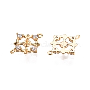 Ion Plating(IP) Brass Pave Clear Cubic Zirconia Connector Charm KK-C005-05G
