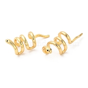 Серьги-каффы из латуни со змеиным покрытием и фианитами EJEW-D061-37G