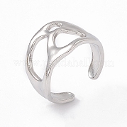 304 Stainless Steel Wide Hollow Open Cuff Ring for Women RJEW-G275-03P