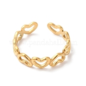 Ионное покрытие (ip) 304 кольцо из нержавеющей стали с полым сердцем и открытой манжетой для женщин RJEW-K245-28G