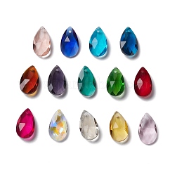 Pendentifs en verre, attrape soleil en cristal, facette, larme, couleur mixte, taille:  Largeur environ 13mm, Longueur 22mm, épaisseur de 8mm, Trou: 0.8mm