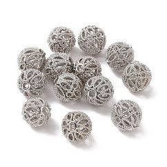 Gestellware Messing Hohlkugeln, cadmiumfrei und bleifrei, Runde, Platin Farbe, 10 mm, Bohrung: 1.2 mm