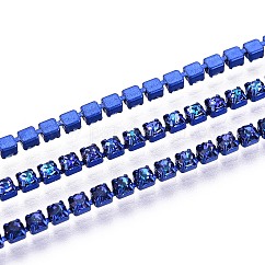 Catene della tazza del rhinestone di ferro, con la bobina, blu notte, 2x2x2mm, circa 29.99 piedi (9.14 m)/rotolo