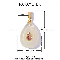 Pendentifs en laiton micro pavé de zircons cubiques roses&nbsp;CU-OY001-98G