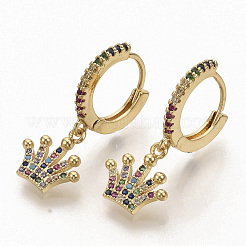 Orecchini a cerchio pendenti in zirconi colorati con micro pavè di zirconi colorati&nbsp;EJEW-S208-073