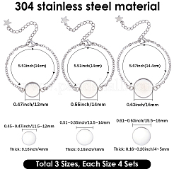 12 braccialetto a catena in acciaio inossidabile 304 con 3 stili&nbsp;STAS-SP0002-11