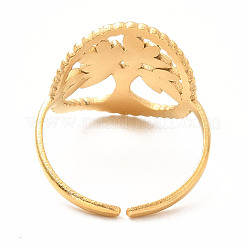 Anneau de manchette ouvert ovale en strass avec arbre de vie&nbsp;RJEW-K237-01G
