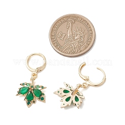 Orecchini a leva con micro pavé di zirconi cubici in ottone e foglia d'acero&nbsp;EJEW-JE06916-02