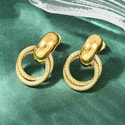 Pendientes colgantes de doble aro de acero inoxidable 304&nbsp;EJEW-K268-21G