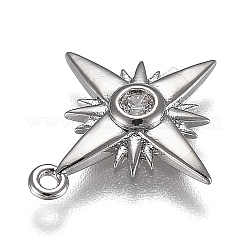 Pendentifs en zircone cubique transparente en laiton micro-pavé écologique&nbsp;X-ZIRC-H106-02P