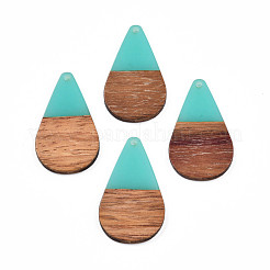 Pendentifs en résine transparente et bois de noyer&nbsp;RESI-N025-030-C04