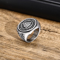 Fingerring mit Runenwörtern aus Edelstahl&nbsp;PW-WG37249-04