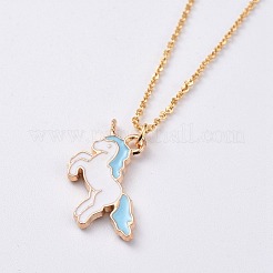 Collane con pendente smaltato in lega di unicorno&nbsp;NJEW-JN02574