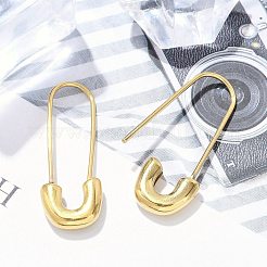 Pendientes de aro de acero inoxidable 304 con dije de imperdible para mujer&nbsp;EJEW-C096-41G