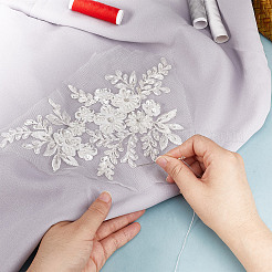 Computergesteuerte Stickereiapplikationen aus Polyester mit Blumenmuster&nbsp;DIY-WH0304-580
