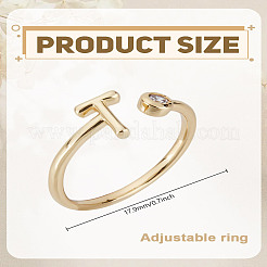 1 bague ouverte en laiton micro pavée avec zircone cubique transparente pour femme&nbsp;RJEW-LP0002-37T