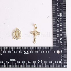 6 pièces en laiton micro pavé pendentifs en zircone cubique claire&nbsp;ZIRC-SZ0003-64