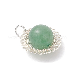 Mit Kupferdraht umwickelte runde Anhänger aus natürlichem Amethyst&nbsp;PALLOY-JF04687-02