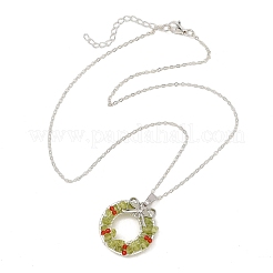 Colliers avec pendentif en verre transparent et éclat de péridot naturel&nbsp;NJEW-TA00274