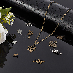 Pendentifs de feuille en alliage de style tibétain &nbsp;TIBEP-PH0001-10-LF-WH