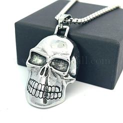 Halsketten mit Totenkopfanhänger aus Edelstahl 304 im Hip-Hop-Stil für Herren&nbsp;JD7188
