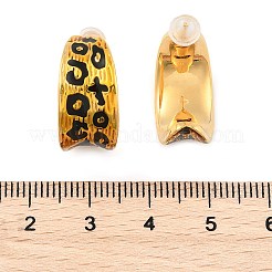 Orecchini a bottone in ottone e smalto con stampa leopardata per donna&nbsp;EJEW-U055-12D-G