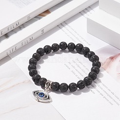 Rundes Stretch-Armband aus natürlichem Lavagestein&nbsp;BJEW-JB08221