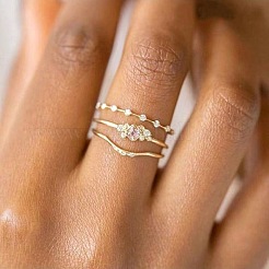 3 bague en alliage de zinc losange avec strass en cristal&nbsp;FS-WG622CD-05