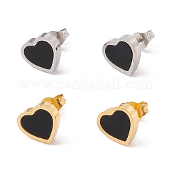 Aretes de corazón de acrílico negro&nbsp;EJEW-G291-03M