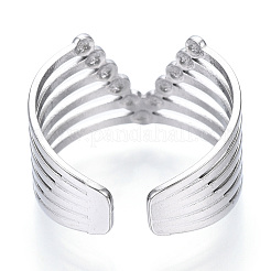 Bague manchette ouverte en acier inoxydable 304 anti-ternissement avec initiale V&nbsp;LS-RJEW-N040-05