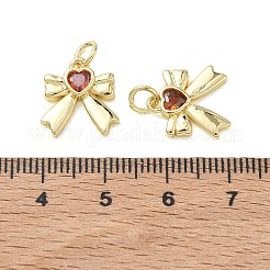 Messing-Anhänger mit Mikropavé-Fassung aus orange-roten Zirkonia&nbsp;KK-T085-07G