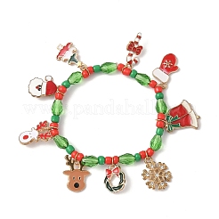 Weihnachts-Charm-Armbänder aus Emaille&nbsp;LS-BJEW-B155-01A-KCG