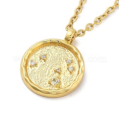 Ciondoli rotondi piatti con costellazione di zirconi cubici in acciaio inossidabile 304&nbsp;LS-STAS-S145-01L