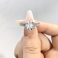 Bagues en argent sterling plaquées rhodium avec pavé de moissanite de 925 mm pour femmes&nbsp;WG36A3D-17