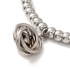 Bracciale con ciondolo a forma di nodo intrecciato in acciaio inossidabile 201 con perle di plastica e perline rotonde per donna&nbsp;BJEW-B057-01P