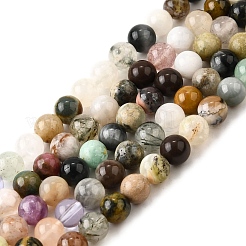 Naturquarzkristall & Rhodochrosit & Rosenquarz & Amethyst & Erdbeerquarz & Turmalinquarz/schwarze Rutilquarzperlenstränge&nbsp;G-B143-A01-6mm