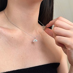 Collares colgantes de circonita cúbica micro pavé de plata esterlina arcoíris 925 para mujer&nbsp;NJEW-F338-06P