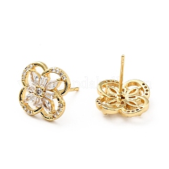 Aretes de flores con circonitas cúbicas transparentes&nbsp;KK-D080-23G